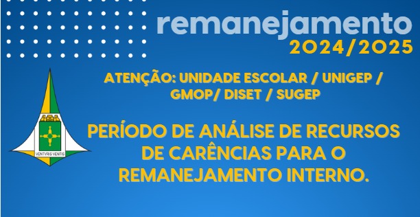 REMANEJAMENTO - PERÍODO DE ANÁLISE DE RECURSOS DO REMANEJAMENTO INTERNO